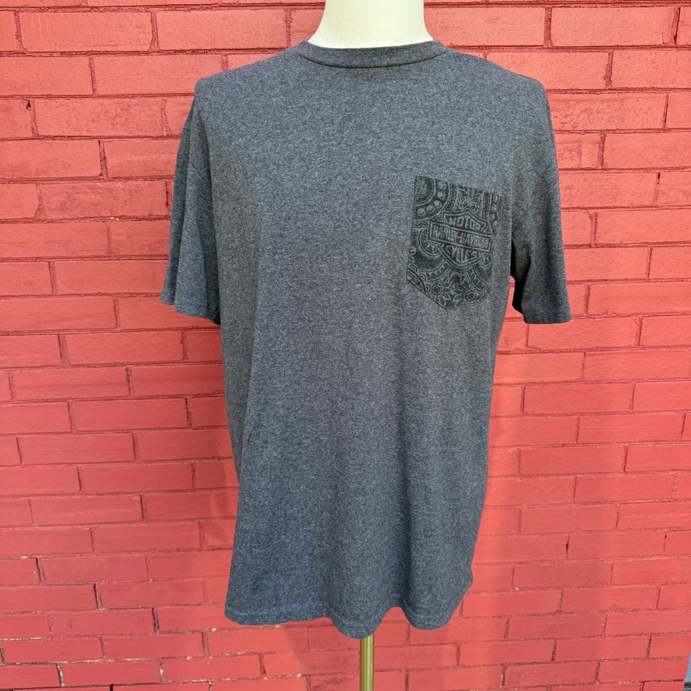 Harley‎ Davidson Pig Trail Eureka Springs Arkansas Gray Pocket Mens Shirt Large